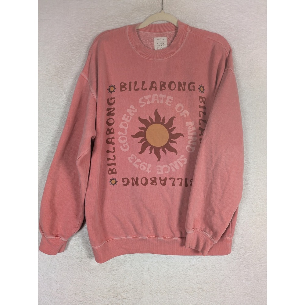 Billabong Sweatshirt Women's XS Pink Golden State Of Mind Sun Graphic Pullover